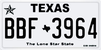 TX license plate BBF3964