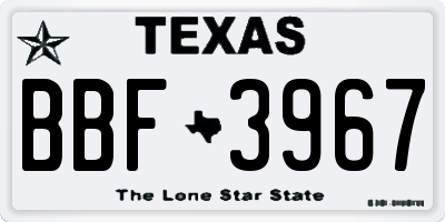 TX license plate BBF3967