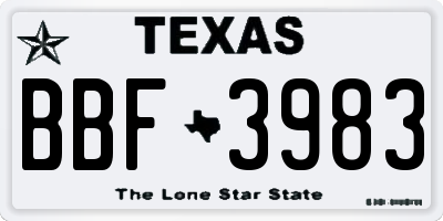 TX license plate BBF3983