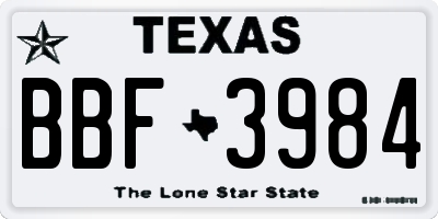 TX license plate BBF3984