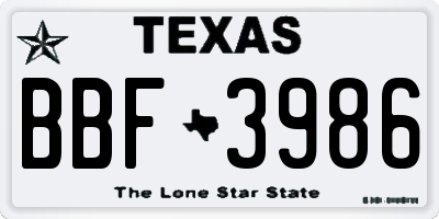 TX license plate BBF3986