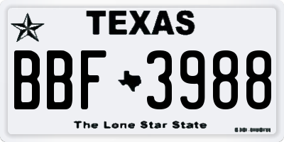 TX license plate BBF3988