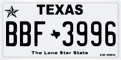TX license plate BBF3996