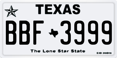 TX license plate BBF3999
