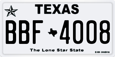 TX license plate BBF4008