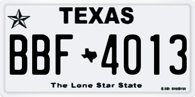 TX license plate BBF4013