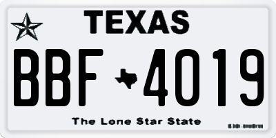 TX license plate BBF4019