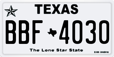 TX license plate BBF4030