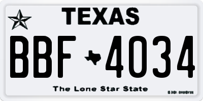 TX license plate BBF4034