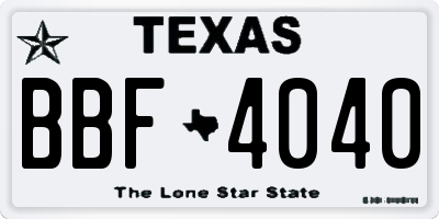 TX license plate BBF4040