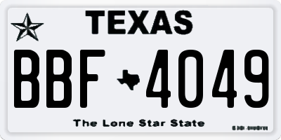 TX license plate BBF4049
