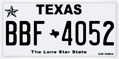TX license plate BBF4052
