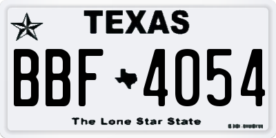 TX license plate BBF4054