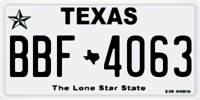 TX license plate BBF4063