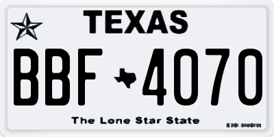 TX license plate BBF4070