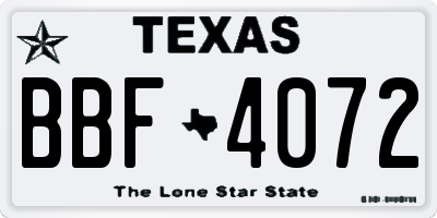 TX license plate BBF4072