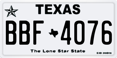 TX license plate BBF4076