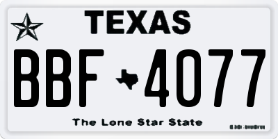 TX license plate BBF4077