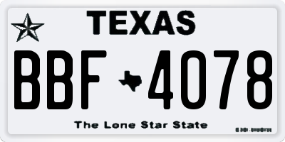 TX license plate BBF4078