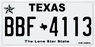 TX license plate BBF4113