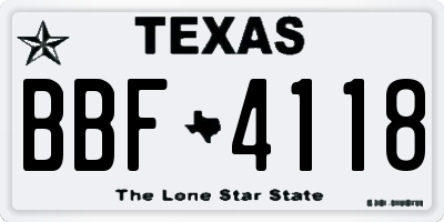 TX license plate BBF4118
