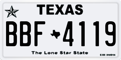 TX license plate BBF4119