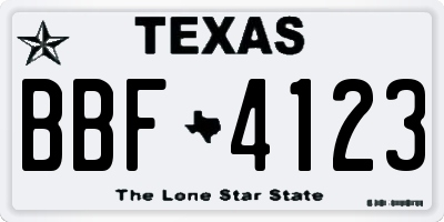 TX license plate BBF4123