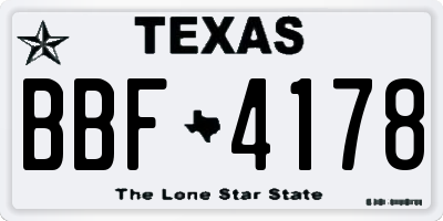 TX license plate BBF4178