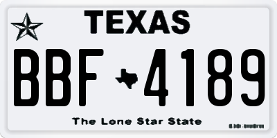 TX license plate BBF4189