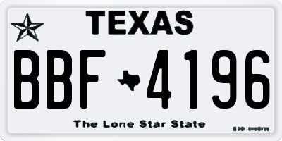 TX license plate BBF4196