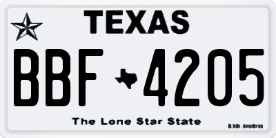 TX license plate BBF4205