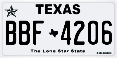 TX license plate BBF4206