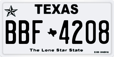 TX license plate BBF4208