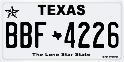 TX license plate BBF4226