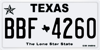 TX license plate BBF4260
