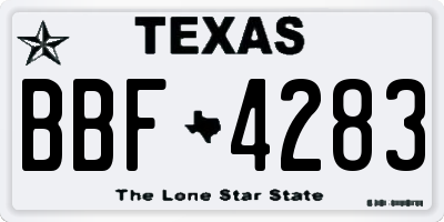 TX license plate BBF4283