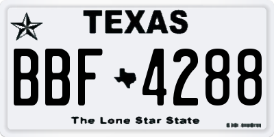 TX license plate BBF4288