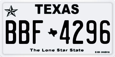 TX license plate BBF4296