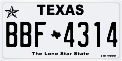 TX license plate BBF4314