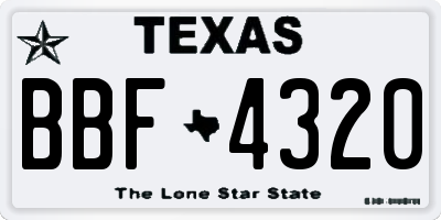 TX license plate BBF4320