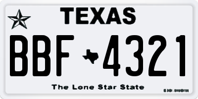 TX license plate BBF4321
