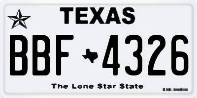 TX license plate BBF4326