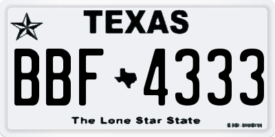 TX license plate BBF4333