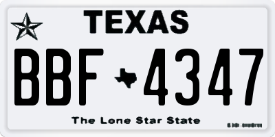 TX license plate BBF4347