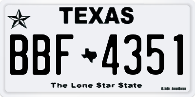 TX license plate BBF4351