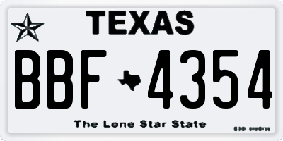TX license plate BBF4354