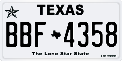 TX license plate BBF4358