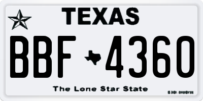 TX license plate BBF4360
