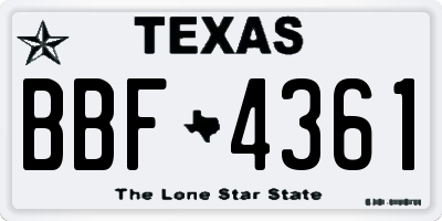 TX license plate BBF4361