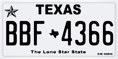 TX license plate BBF4366